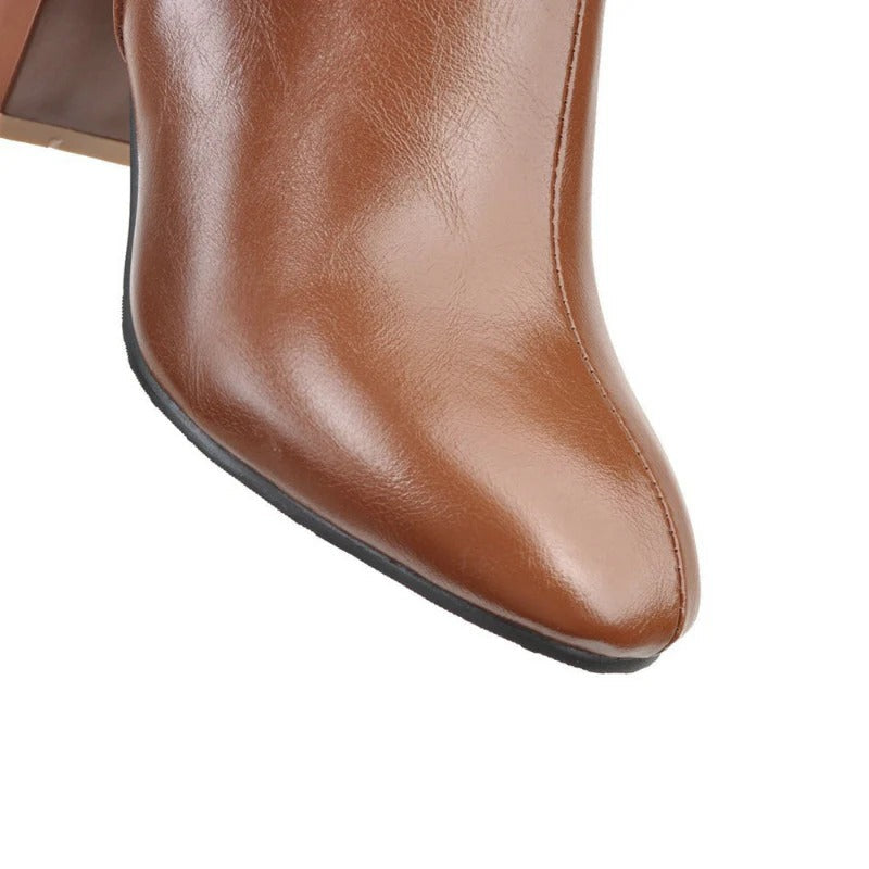 Marceline | Bottes Hautes Femme Effet Cuir à Talon Large et Zip Latéral - vue 5