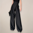 Margaux | Pantalon Femme Taille Haute à Jambe Large et Pinces, Coupe Fluide - Noir