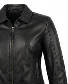 Mariette | Veste Effet Cuir Femme Coupe Ajustée à Col Montant et Zip - vue 10
