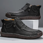 Marius | Bottines Homme Effet Cuir à Zip Latéral et Col Rembourré - Noir