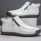Marius | Bottines Homme Effet Cuir à Zip Latéral et Col Rembourré - Blanc
