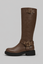 Maud | Bottes Biker Hautes Femme Effet Cuir à Sangle et Boucle - vue 8