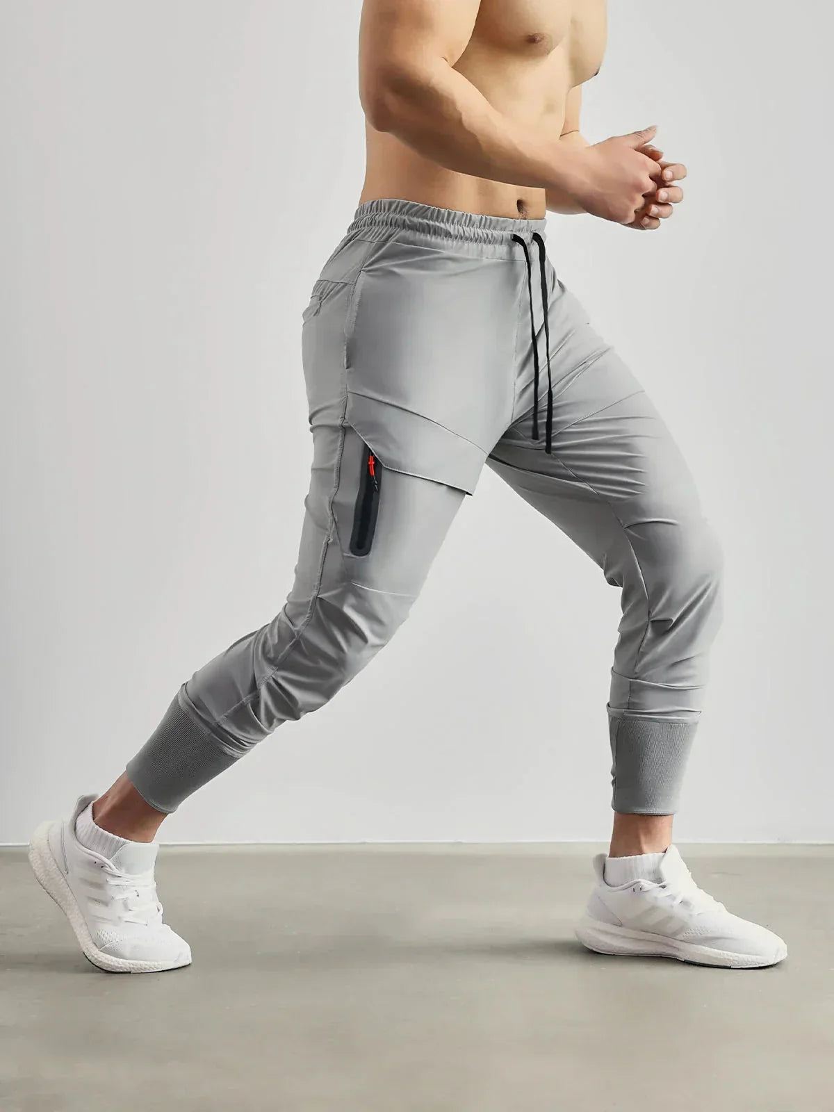 Maurice | Jogging Homme Stretch à Poches Zippées et Chevilles Côtelées - Gris