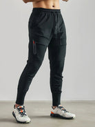 Maurice | Jogging Homme Stretch à Poches Zippées et Chevilles Côtelées - Noir