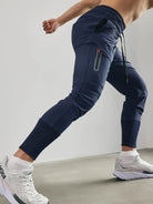 Maurice | Jogging Homme Stretch à Poches Zippées et Chevilles Côtelées - Bleu marine