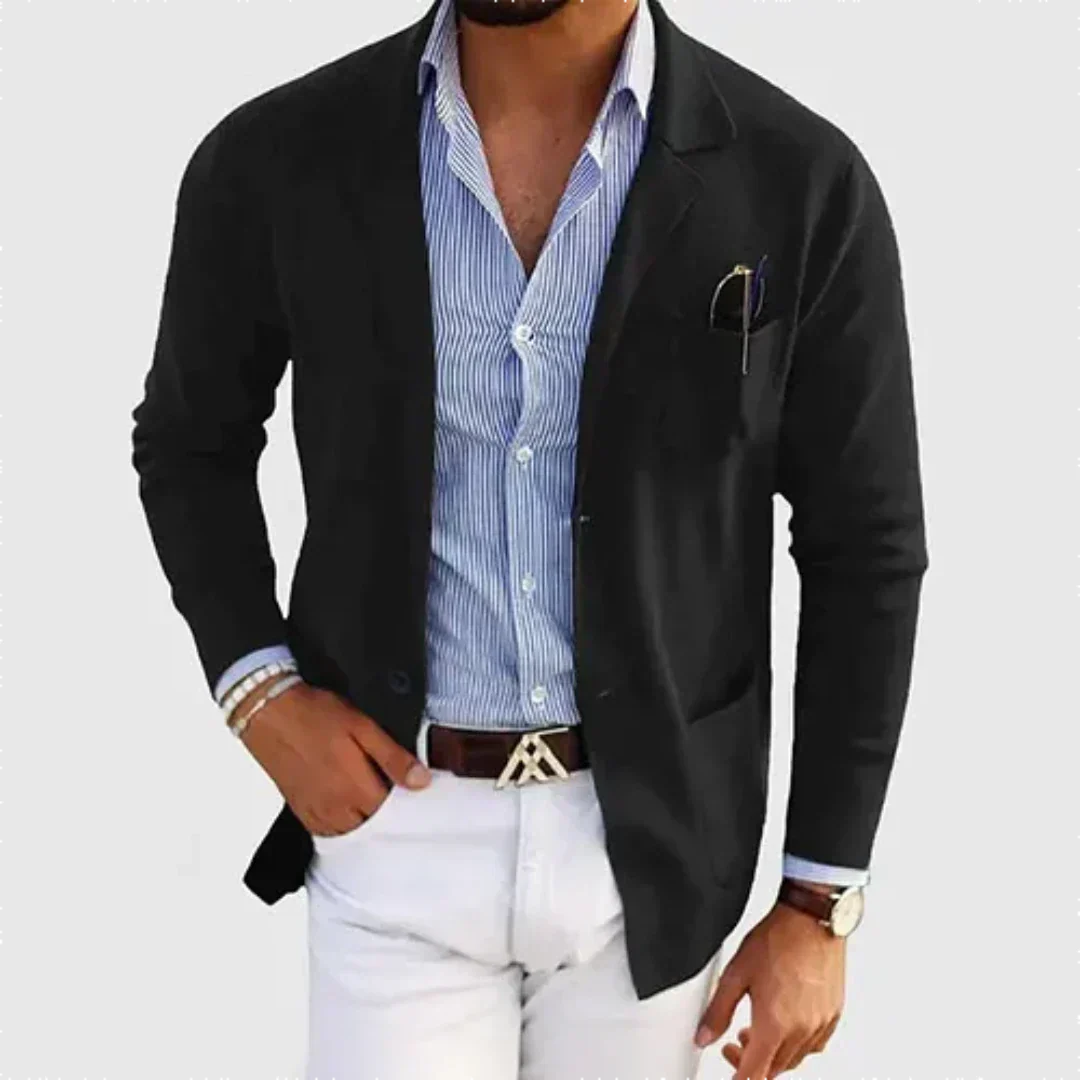 Maxence | Blazer Homme Chaud Doublé Coupe Fluide Élégante et Décontractée - Noir