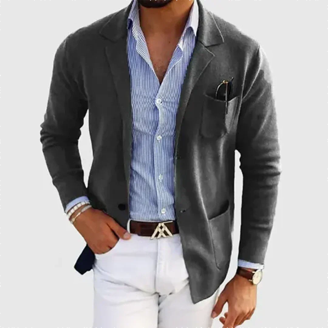 Maxence | Blazer Homme Chaud Doublé Coupe Fluide Élégante et Décontractée - Gris foncé