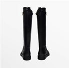 Mélisande | Bottes Cavalières Femme Noires Effet Cuir à Détail Doré - vue 3