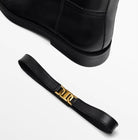 Mélisande | Bottes Cavalières Femme Noires Effet Cuir à Détail Doré - vue 4