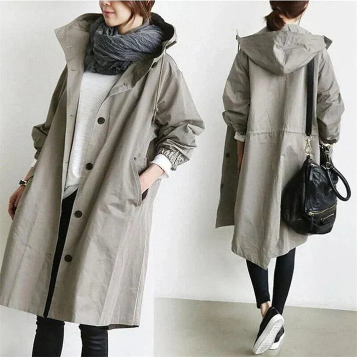 Ines Paris | Trench imperméable femme à capuche coupe longue