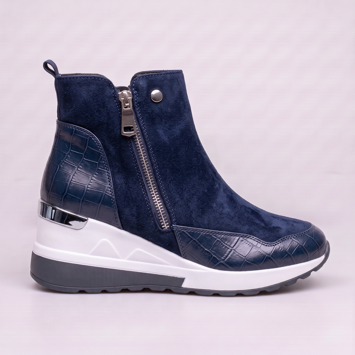 Mireille | Bottines Compensées Femme Aspect Daim à Zip et Semelle Confort - vue 6