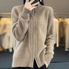Monique | Gilet Zippé Femme Oversize à Col Montant, Toucher Laine - Taupe