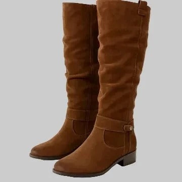 Muriel | Bottes Hautes Femme Aspect Daim à Talon Bas - vue 7