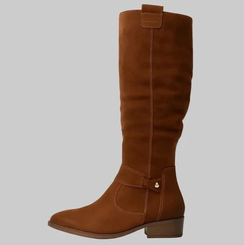 Muriel | Bottes Hautes Femme Aspect Daim à Talon Bas - vue 8
