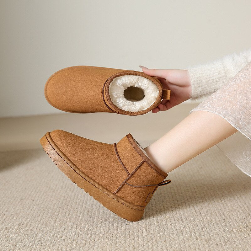 Nadège | Bottines d'Hiver Femme Fourrées Aspect Suédine - vue 3