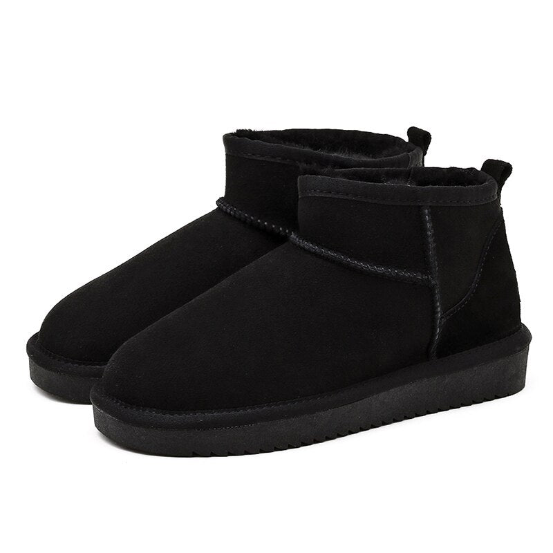 Nadège | Bottines d'Hiver Femme Fourrées Aspect Suédine - Noir