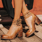Ninon | Chaussures Femme à Talon Carré et Triple Bride, Effet Cuir Vieilli - vue 2