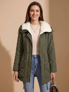 Noémie | Parka Mi-Longue Femme à Col Fausse Fourrure et Taille Coulissée - vue 3