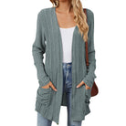 Odile | Gilet Long Femme en Maille Côtelée Ouvert avec Poches - vue 2