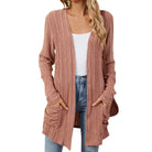 Odile | Gilet Long Femme en Maille Côtelée Ouvert avec Poches - vue 4