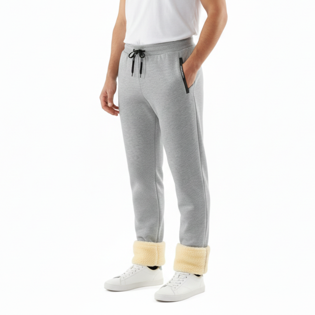 Olivier | Pantalon Jogging Homme Doublé Peluche avec Poches Zippées - Gris