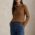 Olympe | Pull Torsadé Col Montant Boutonné Toucher Cachemire Femme - Camel