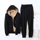 Ophélie | Ensemble Femme Sweat Zippé Doublé Sherpa et Pantalon Jogger - Noir