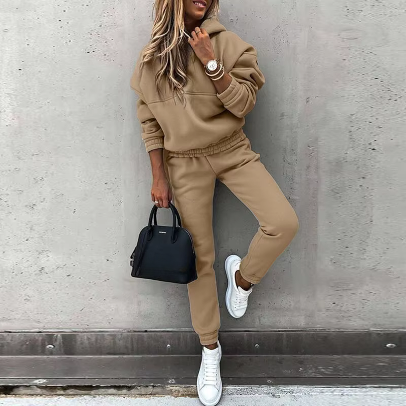 Oriane | Ensemble Jogging Femme Chaud Sweat à Capuche et Pantalon - Marron