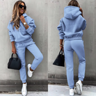 Oriane | Ensemble Jogging Femme Chaud Sweat à Capuche et Pantalon - Bleu