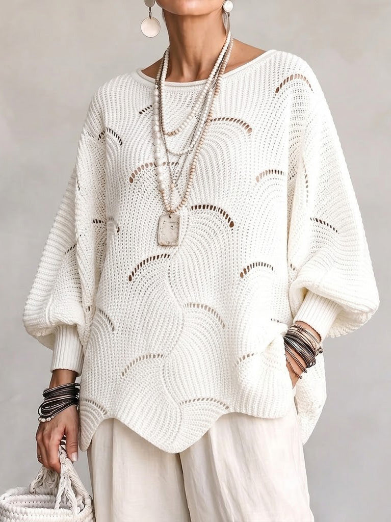 Ines Paris | Pull femme maille ajourée motif ondulé