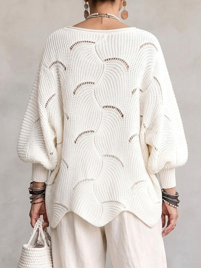 Ines Paris | Pull femme maille ajourée motif ondulé