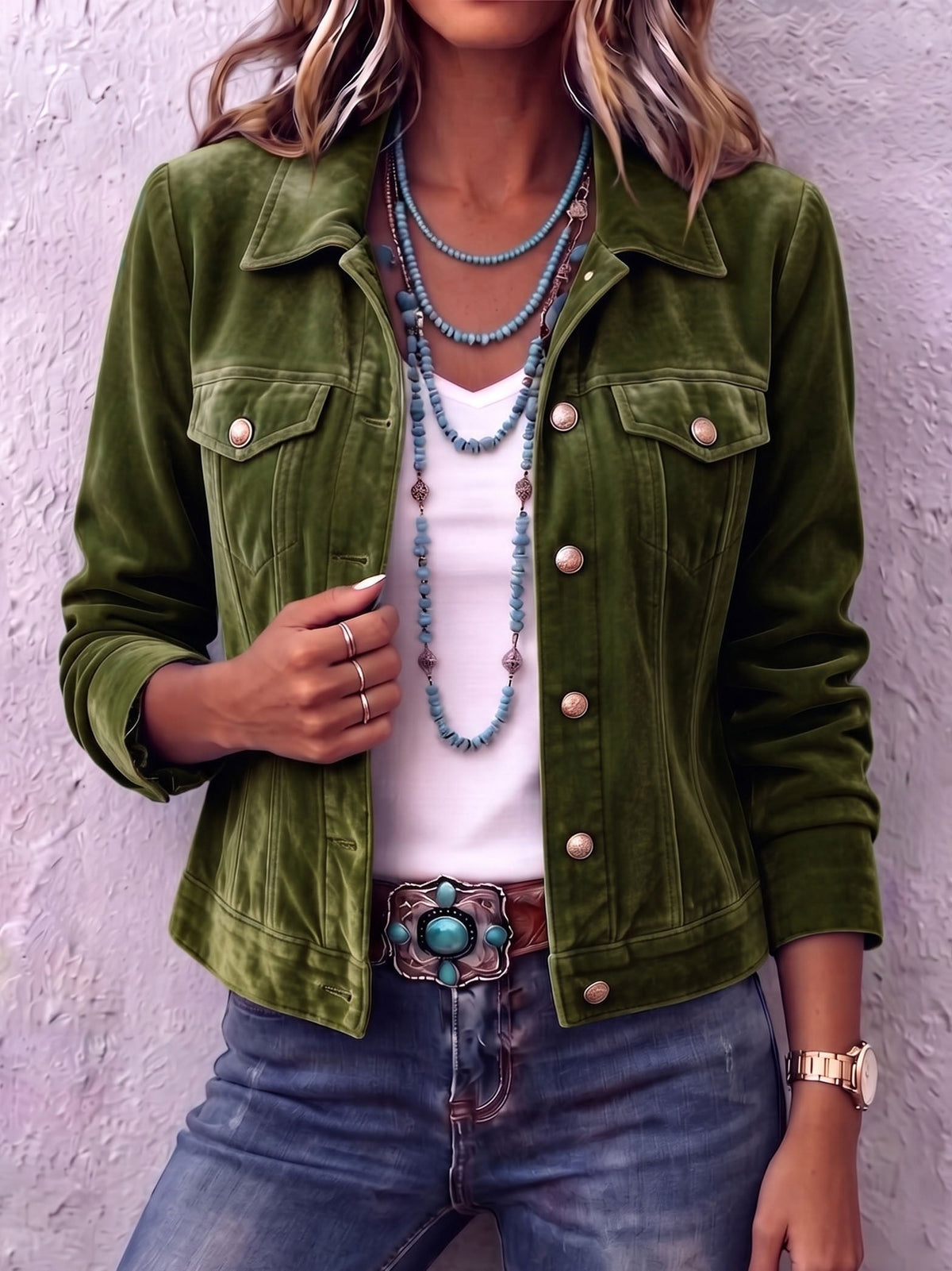 Ines Paris | Veste en velours femme vintage à boutons