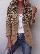 Veste léopard femme volants boutons croisés