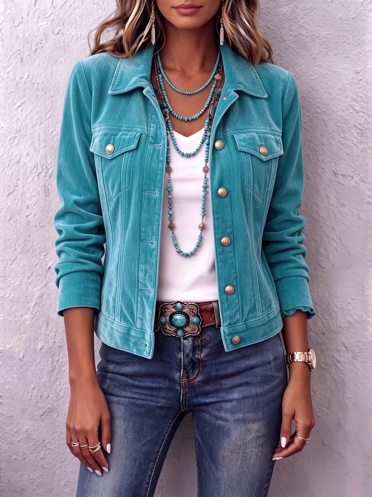 Ines Paris | Veste en velours femme vintage à boutons