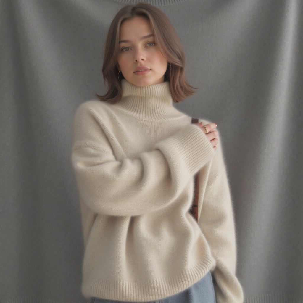 Ines Paris | Pull Col Roulé Oversize Femme Toucher Cachemire