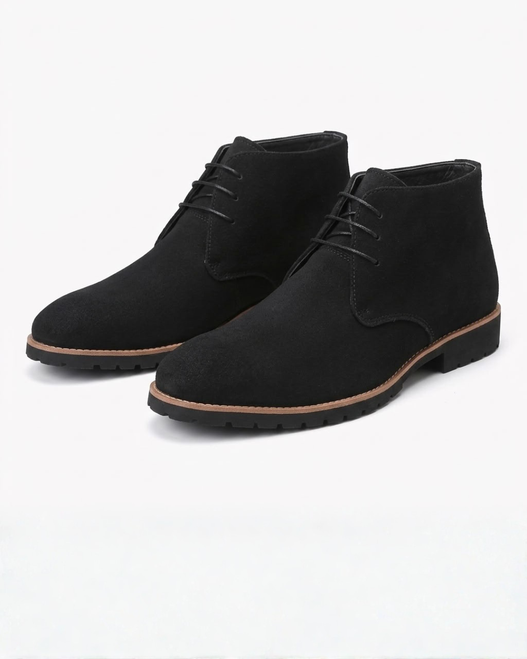 Pascal | Bottines Chukka Homme à Lacets Aspect Daim et Semelle Crantée - Noir