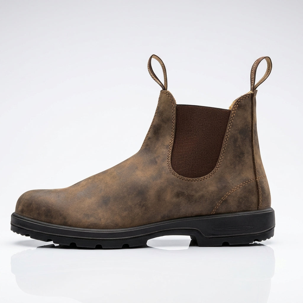 Pascale | Bottines Chelsea Femme Effet Cuir à Élastiques et Semelle Crantée - Marron vieilli