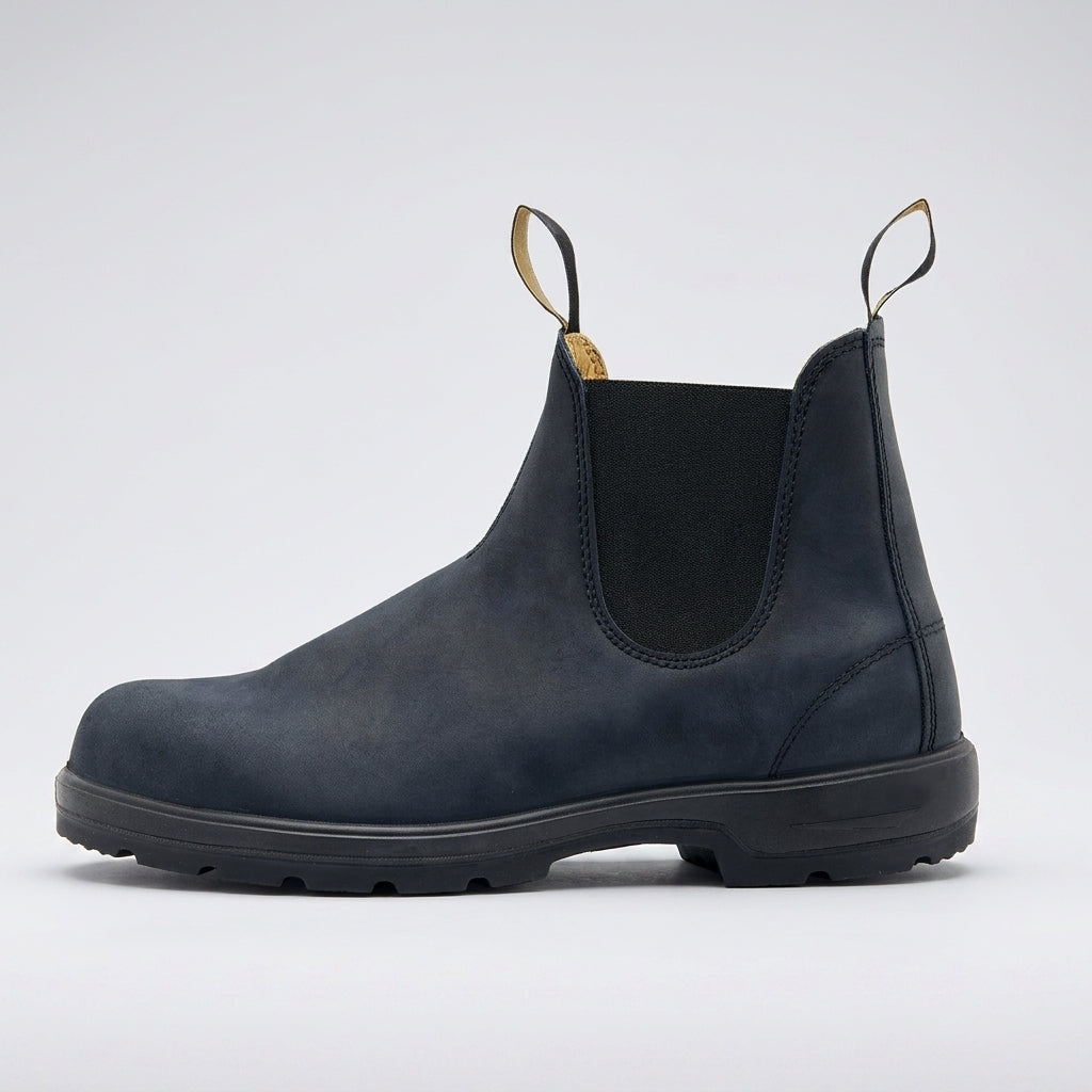 Pascale | Bottines Chelsea Femme Effet Cuir à Élastiques et Semelle Crantée - Bleu marine