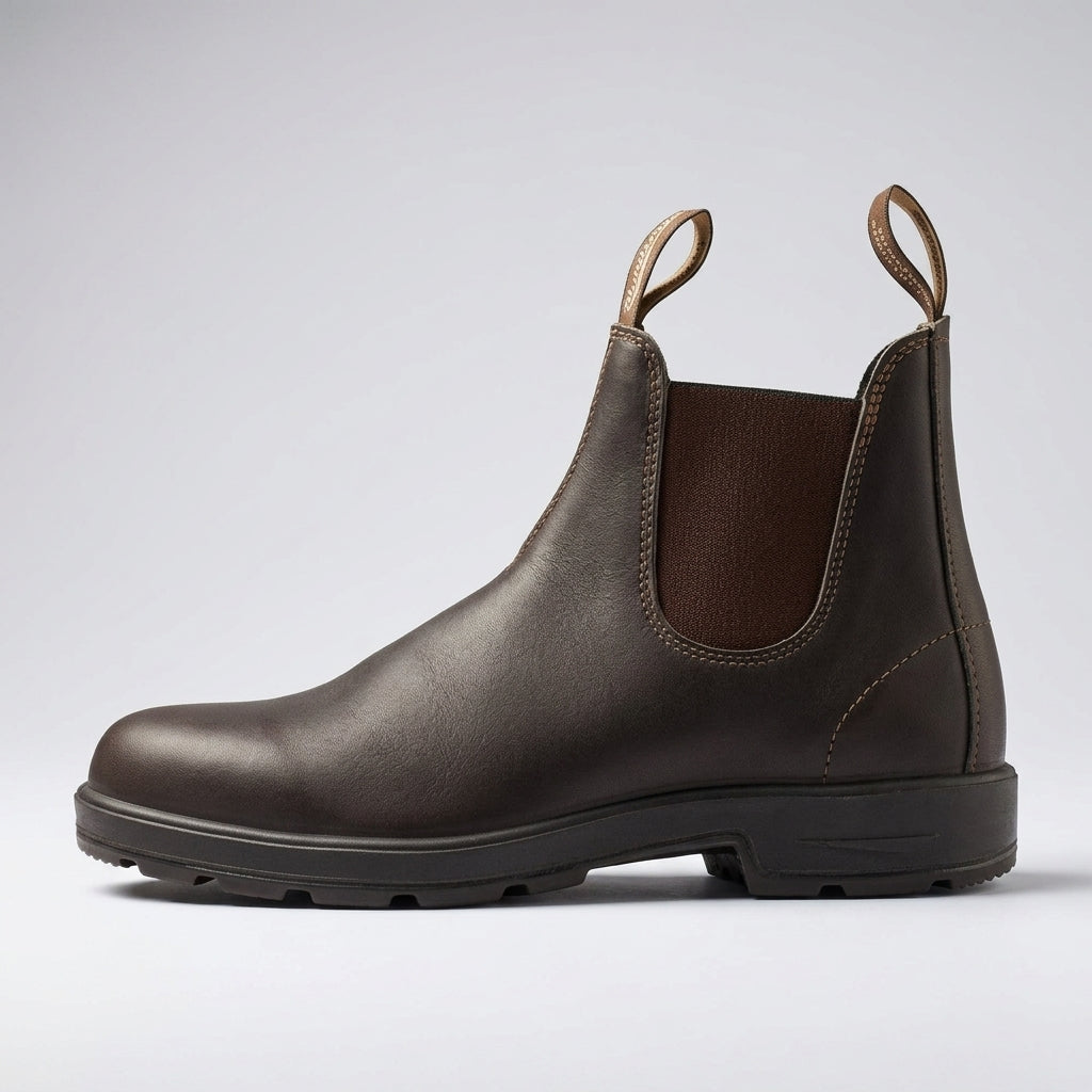 Pascale | Bottines Chelsea Femme Effet Cuir à Élastiques et Semelle Crantée - Chocolat