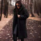 Pauline | Manteau Long Femme Effet Fourrure Bouclette à Capuche et Poches - vue 1