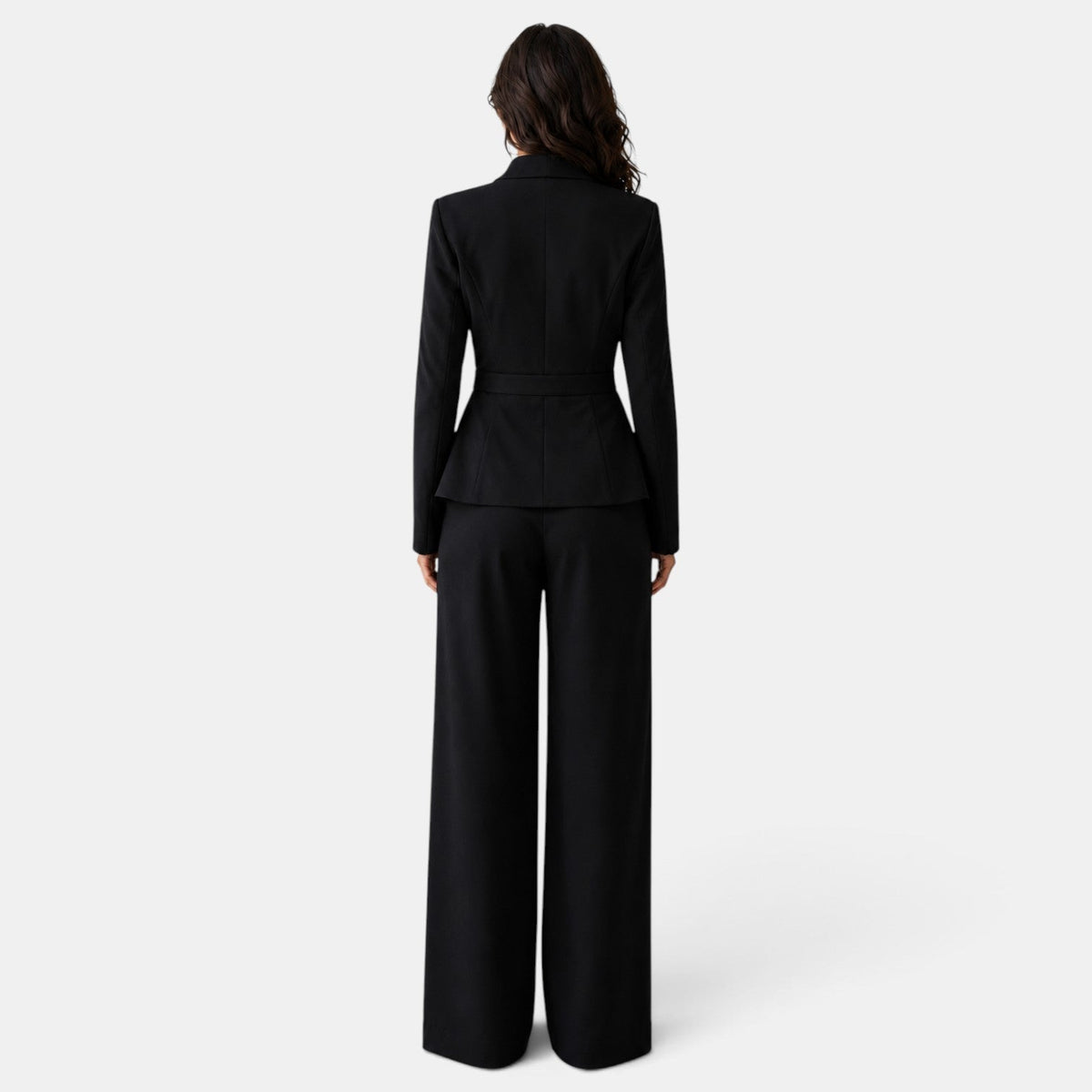 Perrine | Tailleur Pantalon Femme Blazer Cintré Col Châle et Pantalon Large - vue 3
