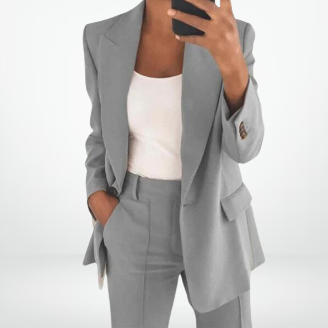 Prune | Ensemble Femme Blazer Oversize et Pantalon Droit - Gris