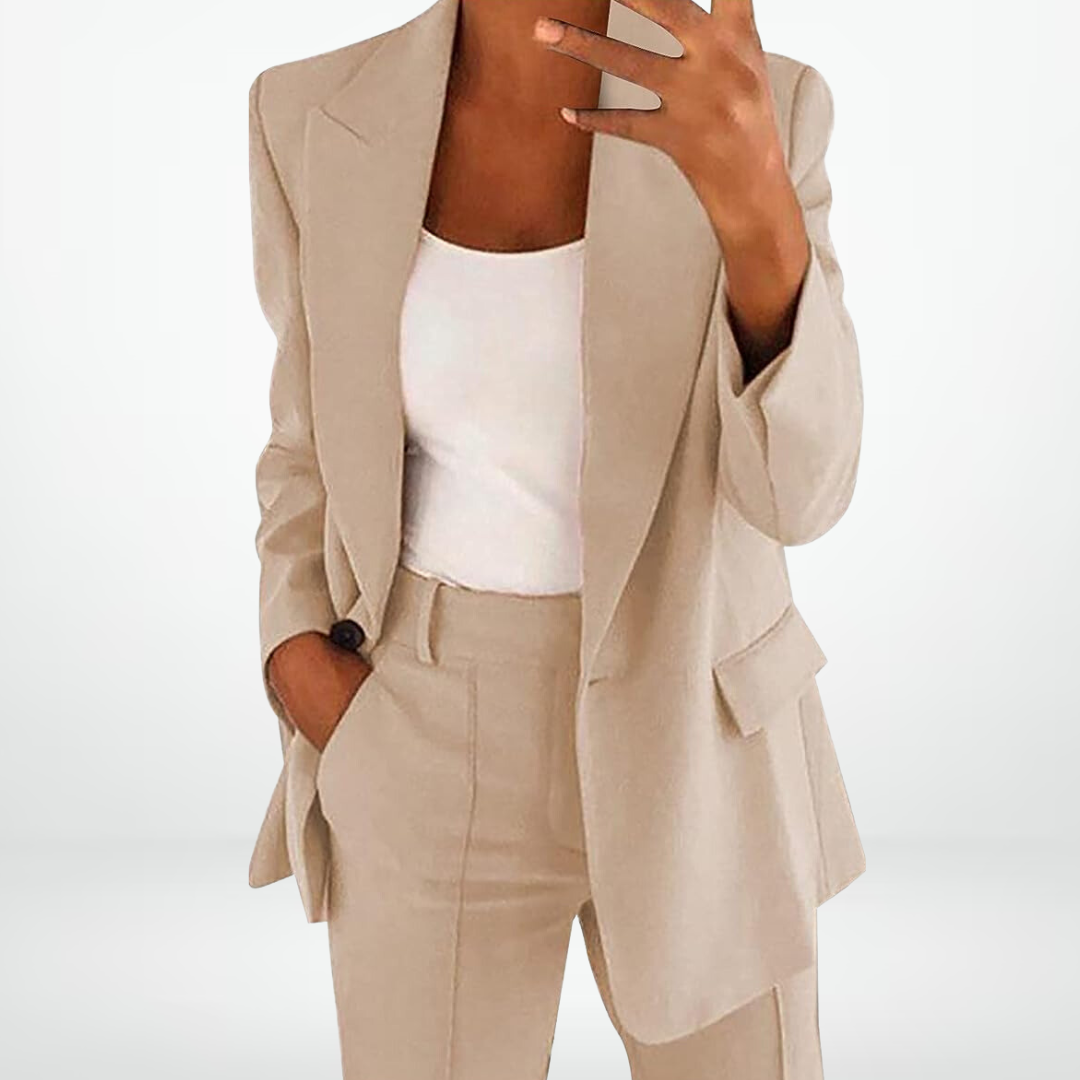 Prune | Ensemble Femme Blazer Oversize et Pantalon Droit - Beige