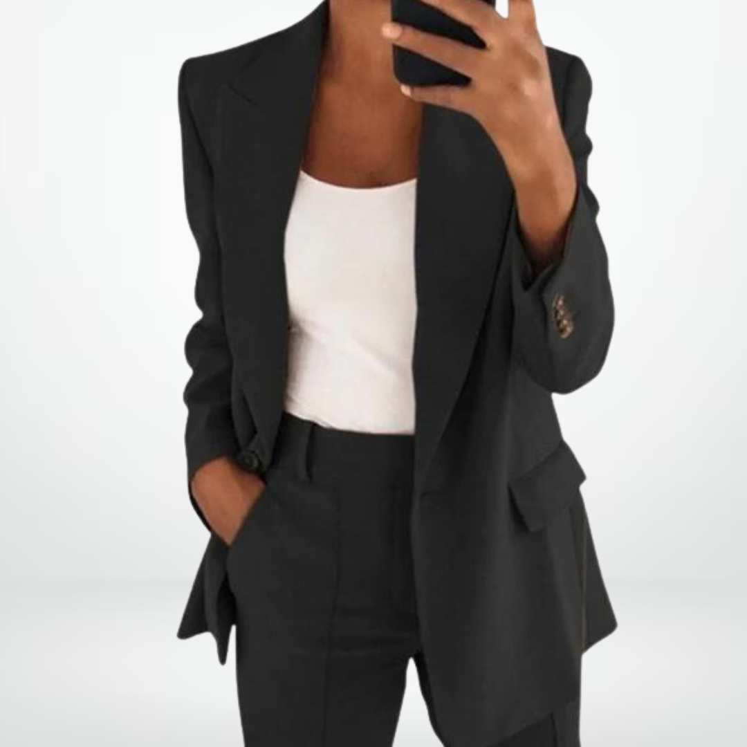 Prune | Ensemble Femme Blazer Oversize et Pantalon Droit - Noir