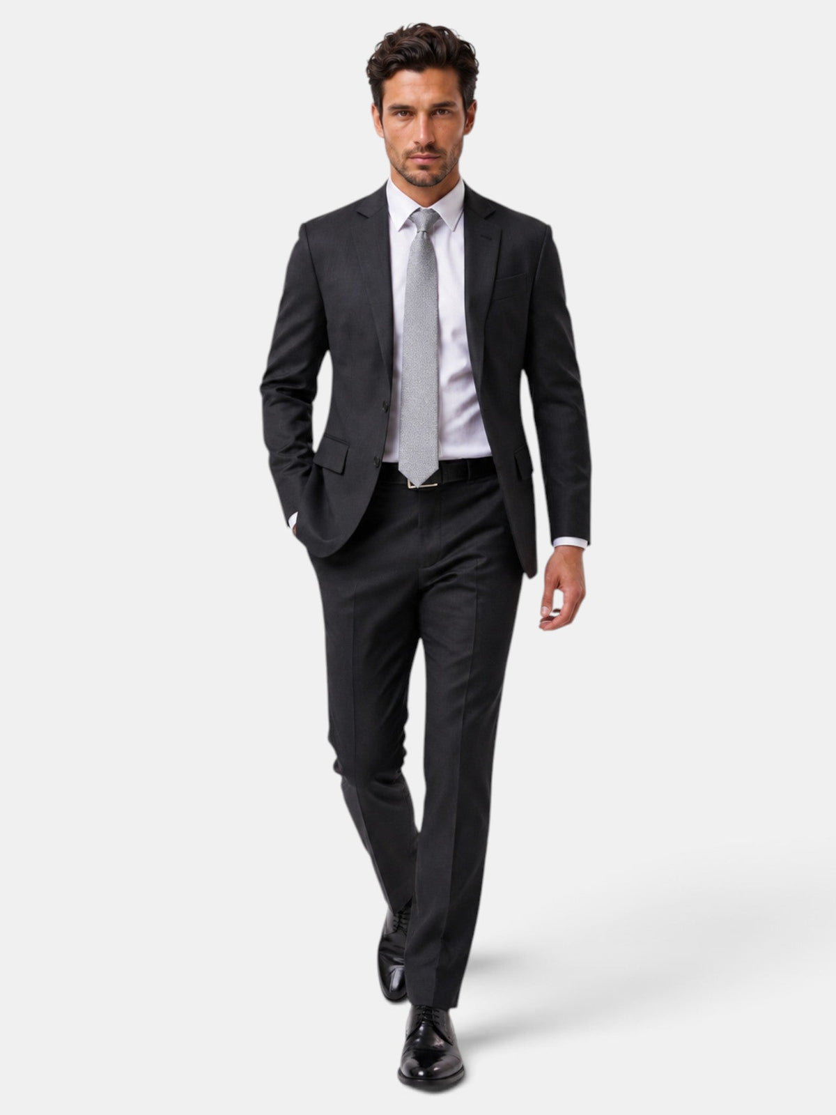 Raoul | Costume Homme Noir Coupe Ajustée Veste Deux Boutons et Pantalon - Noir