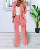 Raphaëlle | Ensemble Blazer Élégant Femme Coupe Ample et Pantalon Large - Rose