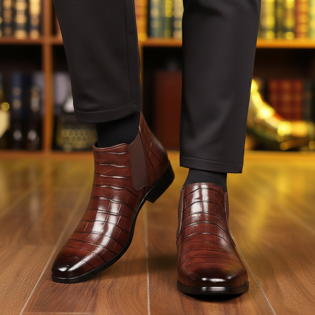 Raymond | Chelsea Boots Homme Effet Cuir Embossé Façon Croco - vue 1