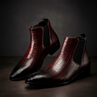 Raymond | Chelsea Boots Homme Effet Cuir Embossé Façon Croco - Bordeaux