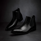 Raymond | Chelsea Boots Homme Effet Cuir Embossé Façon Croco - Noir
