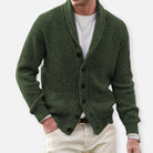Rémi | Gilet en Maille Côtelée Col Châle à Poches Homme - Vert armée